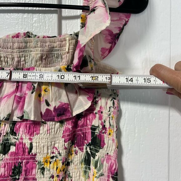 NWT Abercrombie & Fitch Off the shoulder pink floral smocked dress large Petite - Picture 7 of 8